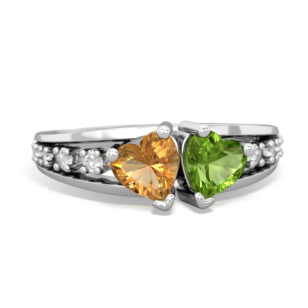 Citrine Heart To Heart 14K White Gold ring R3342