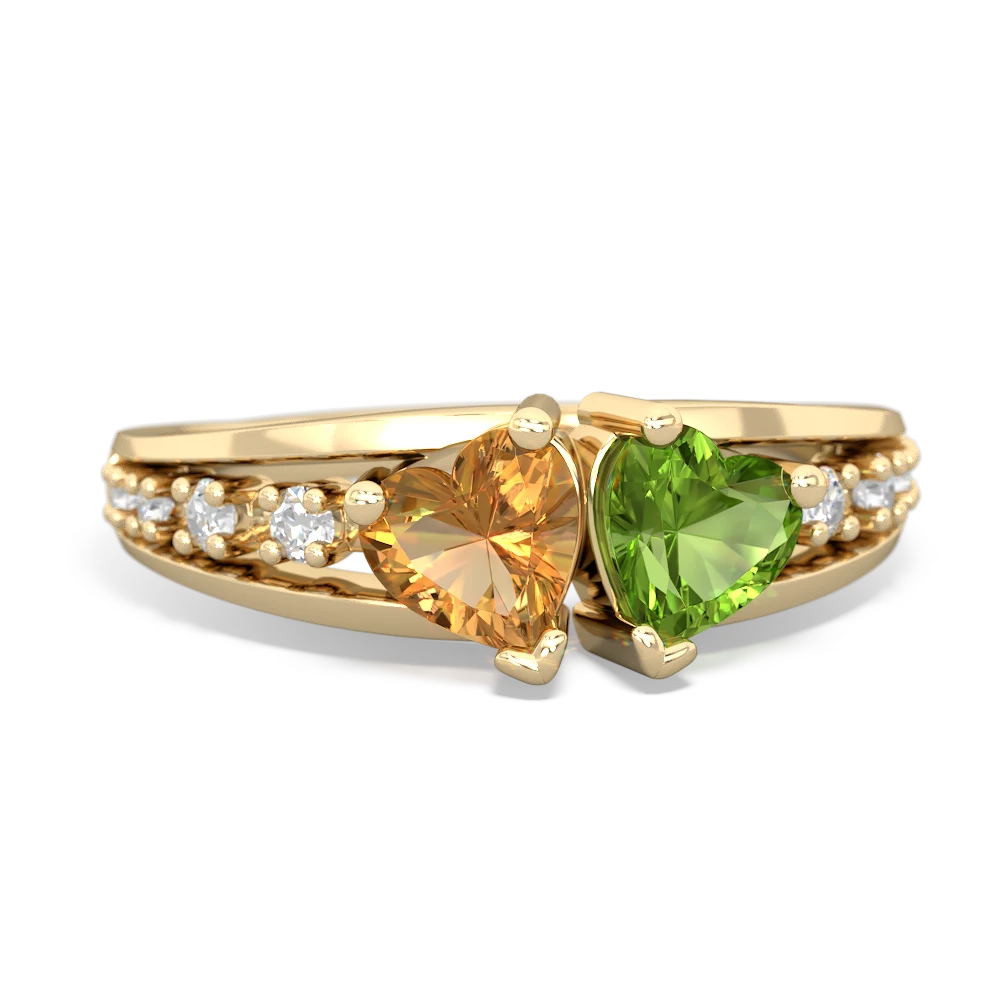 Citrine Heart To Heart 14K Yellow Gold ring R3342