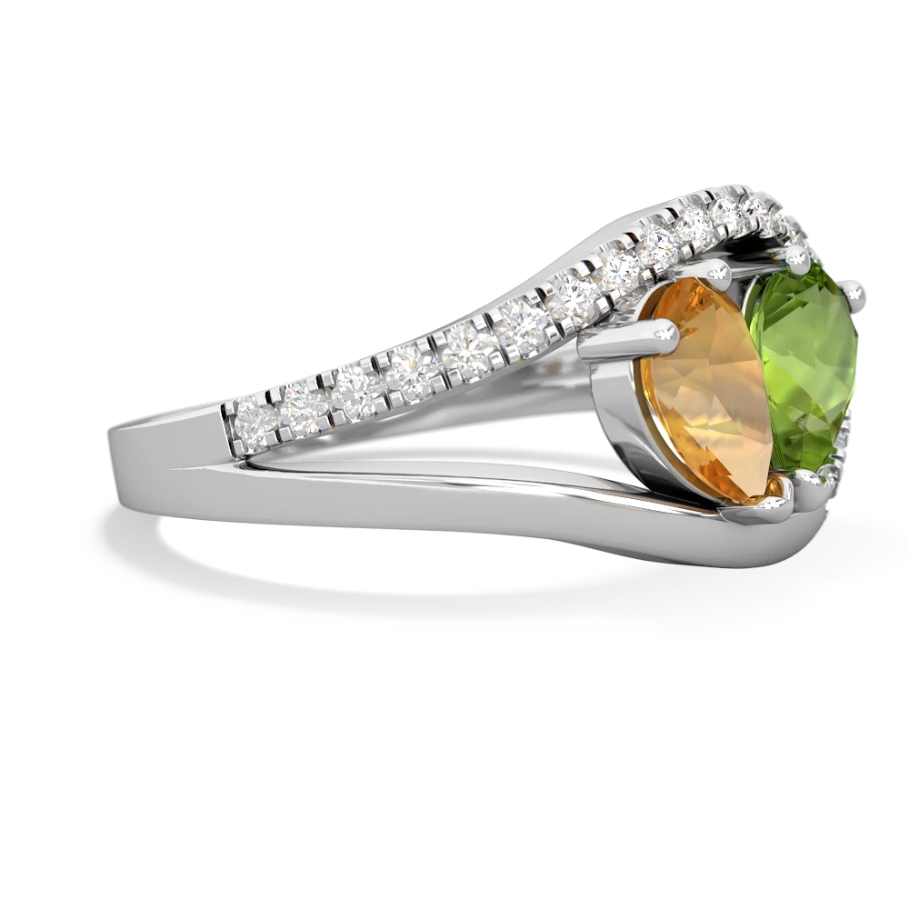 Citrine Nestled Heart Keepsake 14K White Gold ring R5650