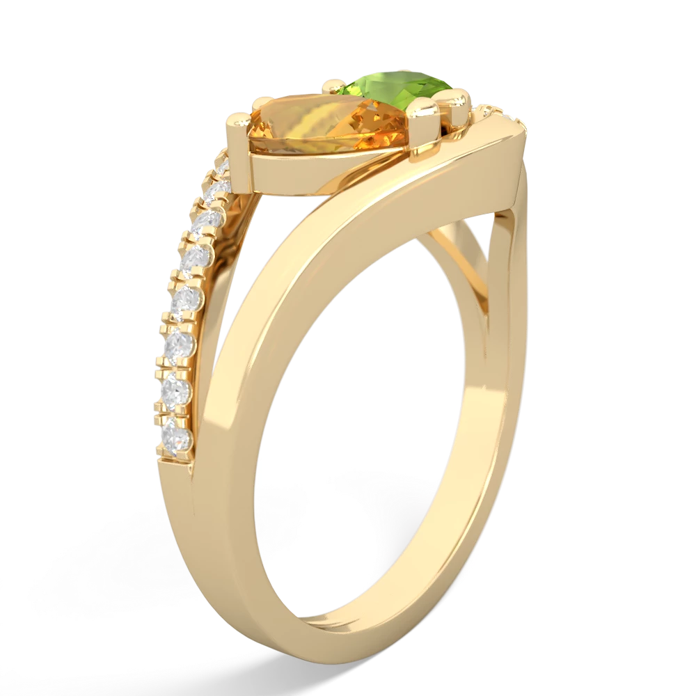 Citrine Nestled Heart Keepsake 14K Yellow Gold ring R5650