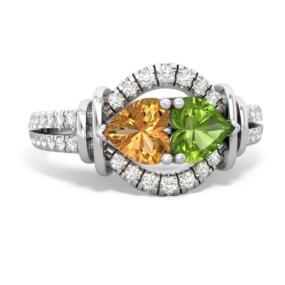 Citrine Art-Deco Keepsake 14K White Gold ring R5630