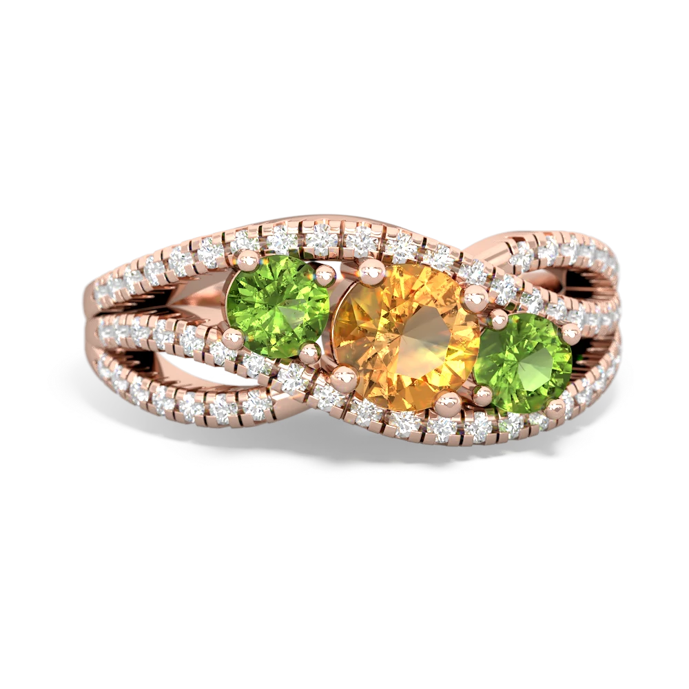 Citrine Three Stone Aurora 14K Rose Gold ring R3080