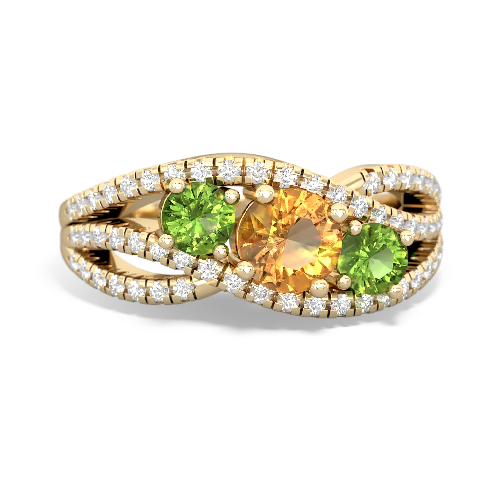 Citrine Three Stone Aurora 14K Yellow Gold ring R3080