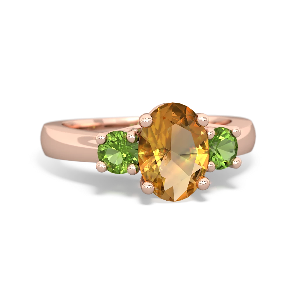 Citrine Three Stone Oval Trellis 14K Rose Gold ring R4024