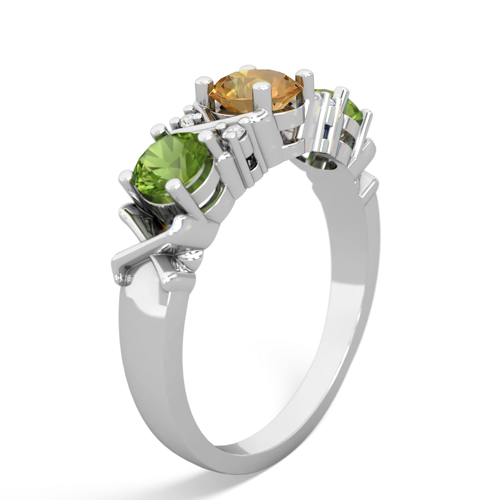 Citrine Hugs And Kisses 14K White Gold ring R5016