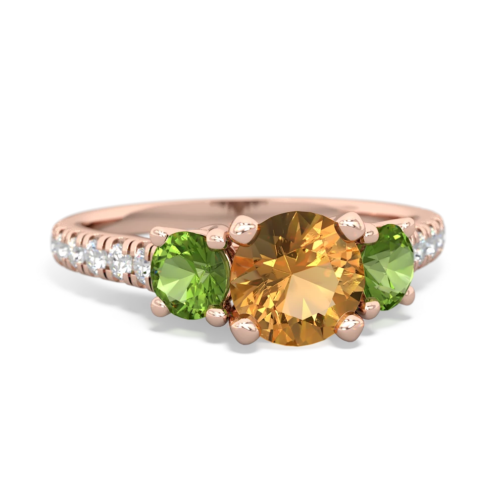 Citrine Pave Trellis 14K Rose Gold ring R5500