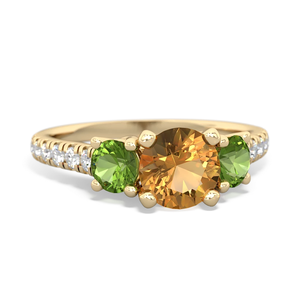 Citrine Pave Trellis 14K Yellow Gold ring R5500