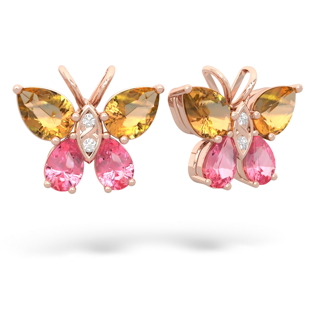 Citrine Butterfly 14K Rose Gold earrings E2215