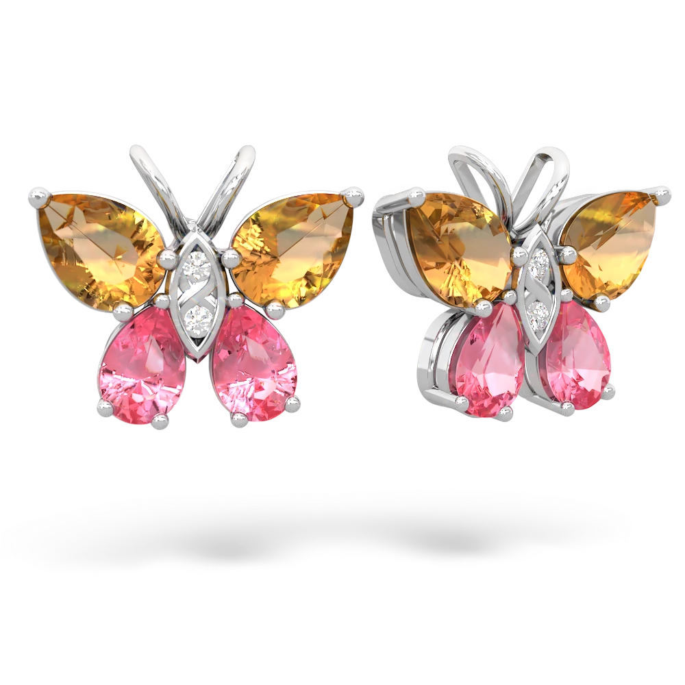 Citrine Butterfly 14K White Gold earrings E2215