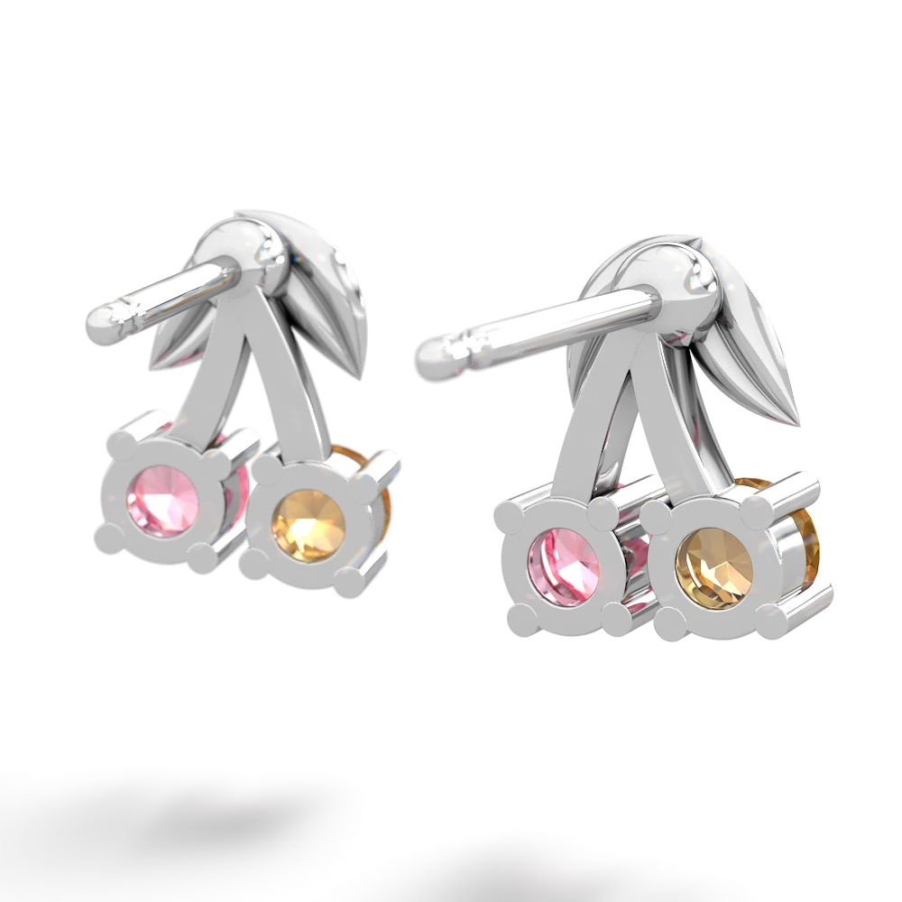 Citrine Sweet Cherries 14K White Gold earrings E7001