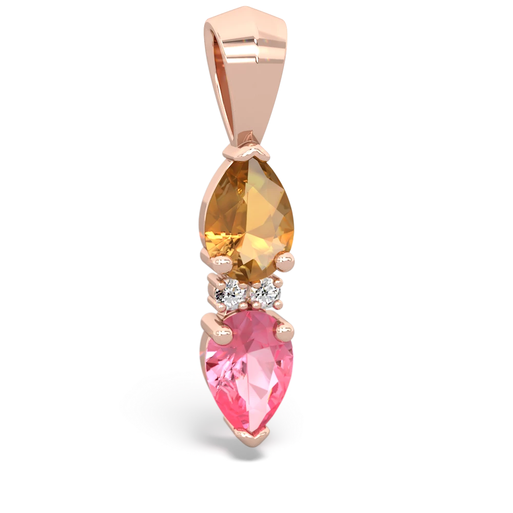 Citrine Bowtie Drop 14K Rose Gold pendant P0865