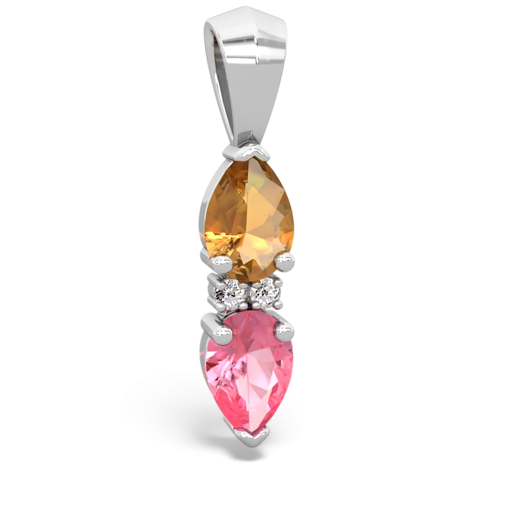 Citrine Bowtie Drop 14K White Gold pendant P0865