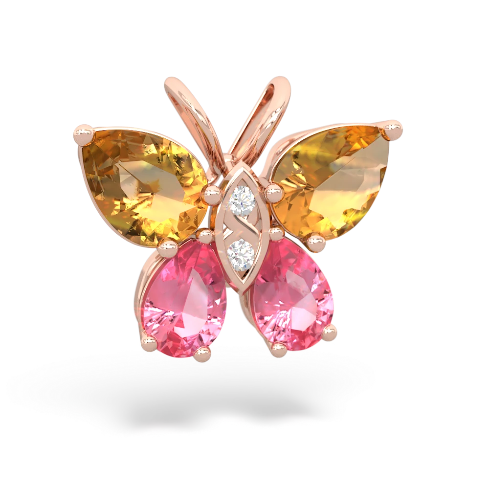 Citrine Butterfly 14K Rose Gold pendant P2215
