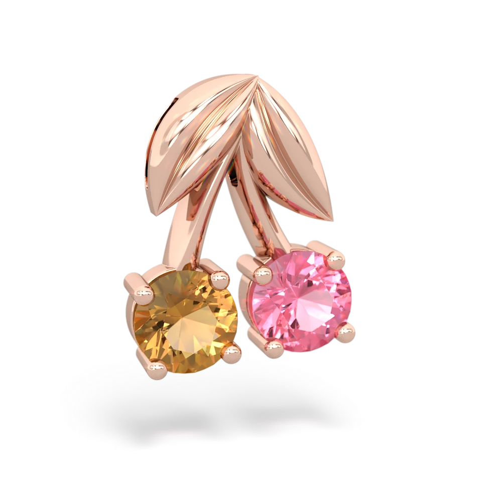 Citrine Sweet Cherries 14K Rose Gold pendant P7001