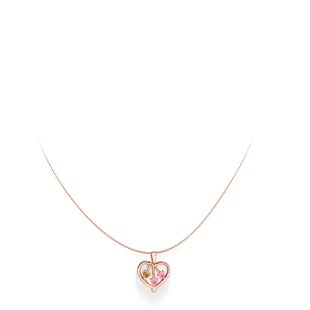 Citrine Glowing Heart 14K Rose Gold pendant P2233