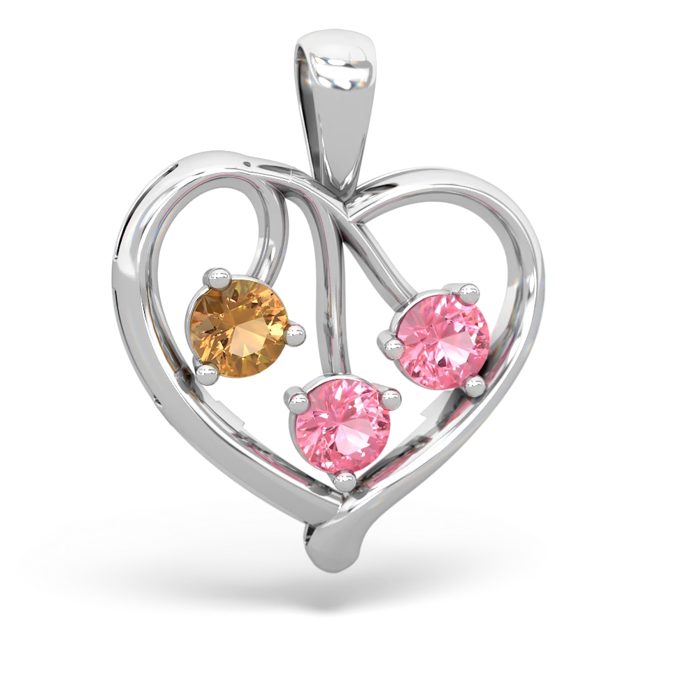 Citrine Glowing Heart 14K White Gold pendant P2233