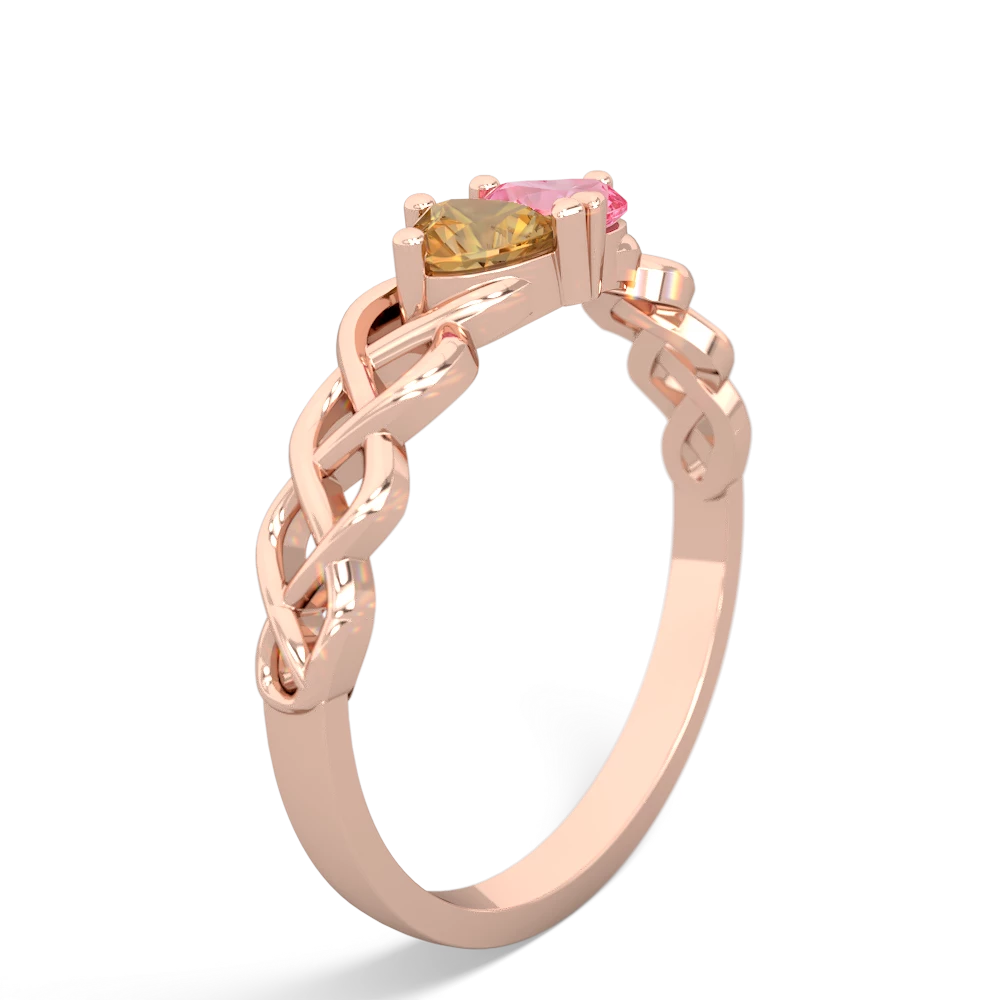 Citrine Heart To Heart Braid 14K Rose Gold ring R5870