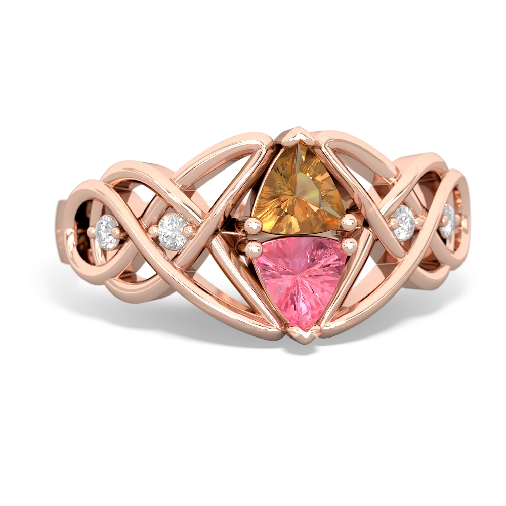 Citrine Keepsake Celtic Knot 14K Rose Gold ring R5300