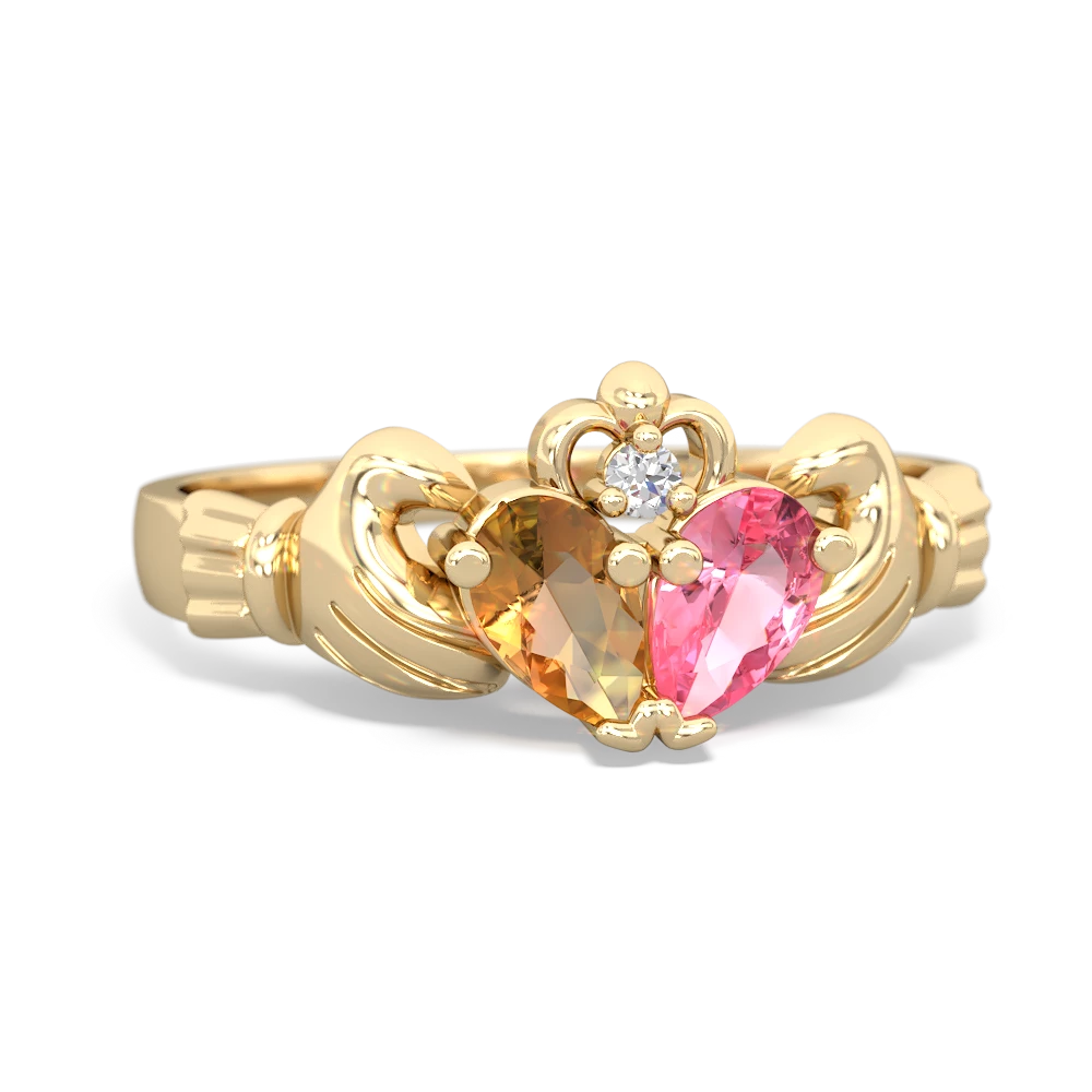 Citrine 'Our Heart' Claddagh 14K Yellow Gold ring R2388