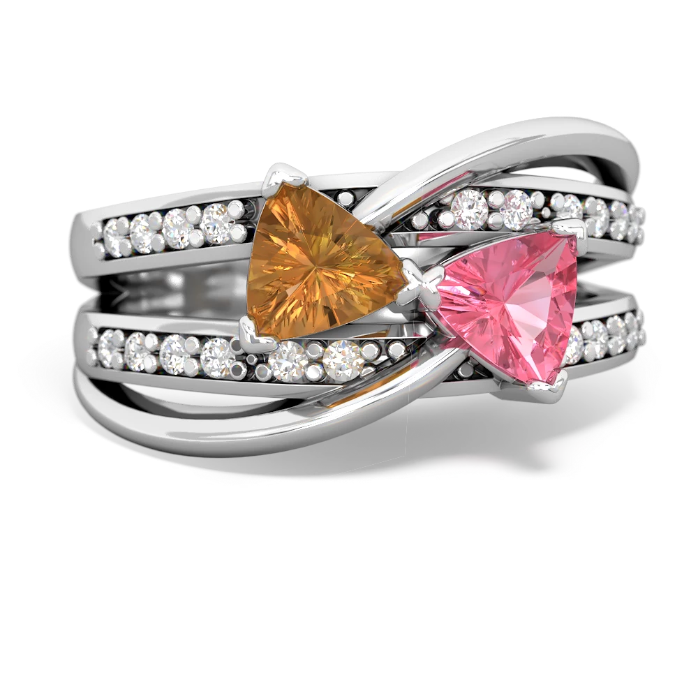 Citrine Bowtie 14K White Gold ring R2360