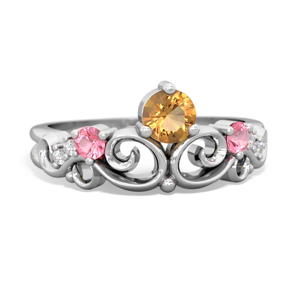 Citrine Crown Keepsake 14K White Gold ring R5740