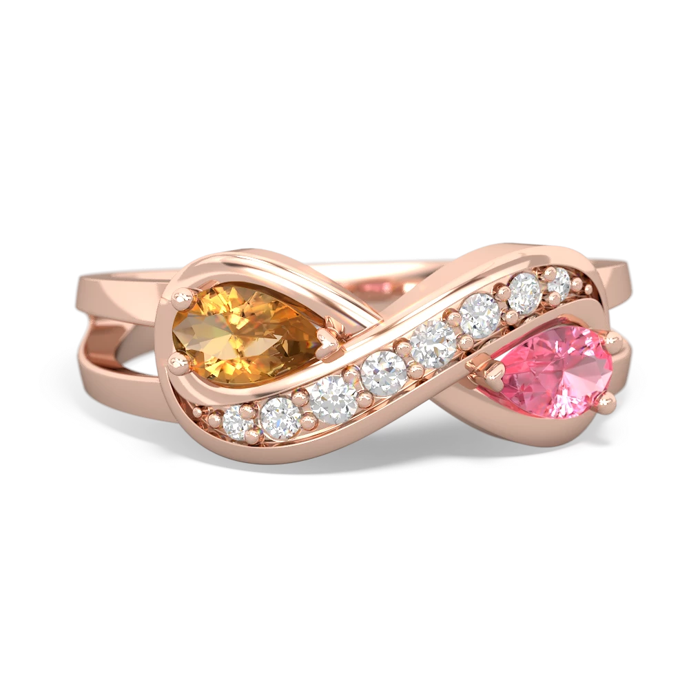 Citrine Diamond Infinity 14K Rose Gold ring R5390