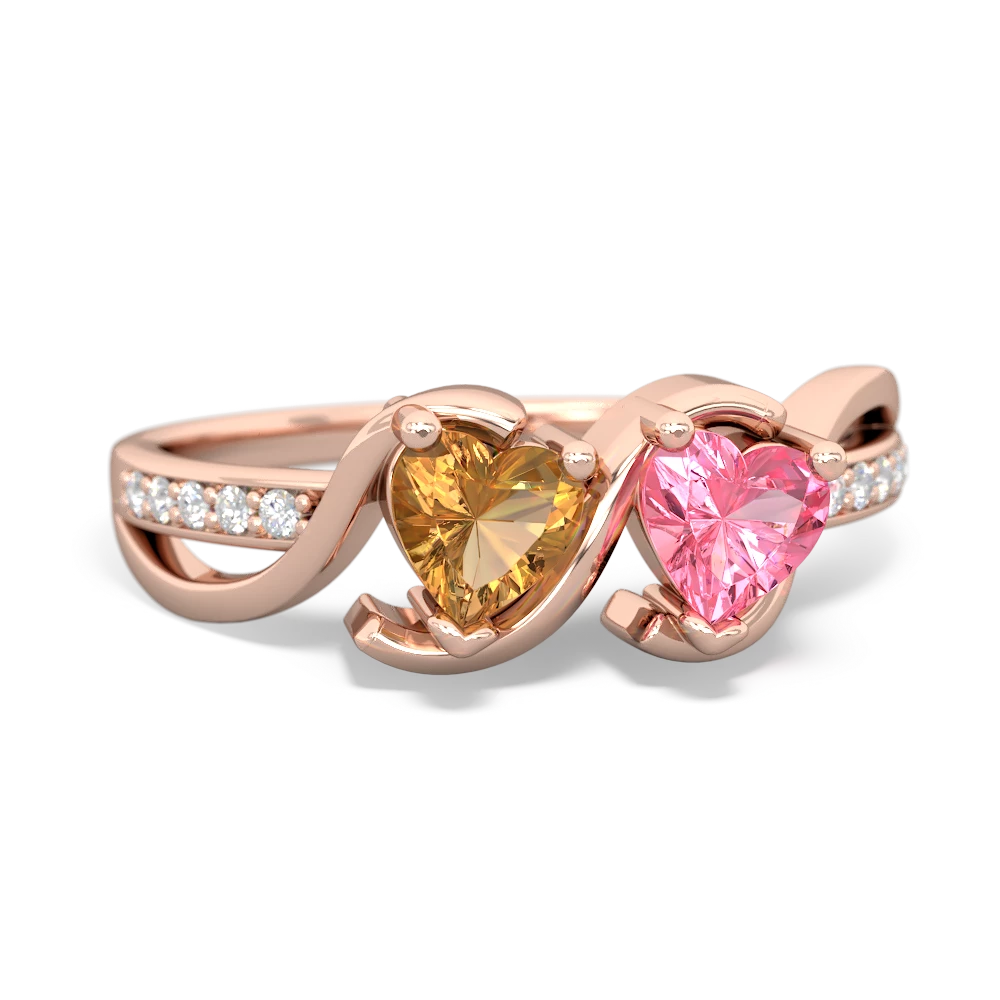 Citrine Side By Side 14K Rose Gold ring R3090