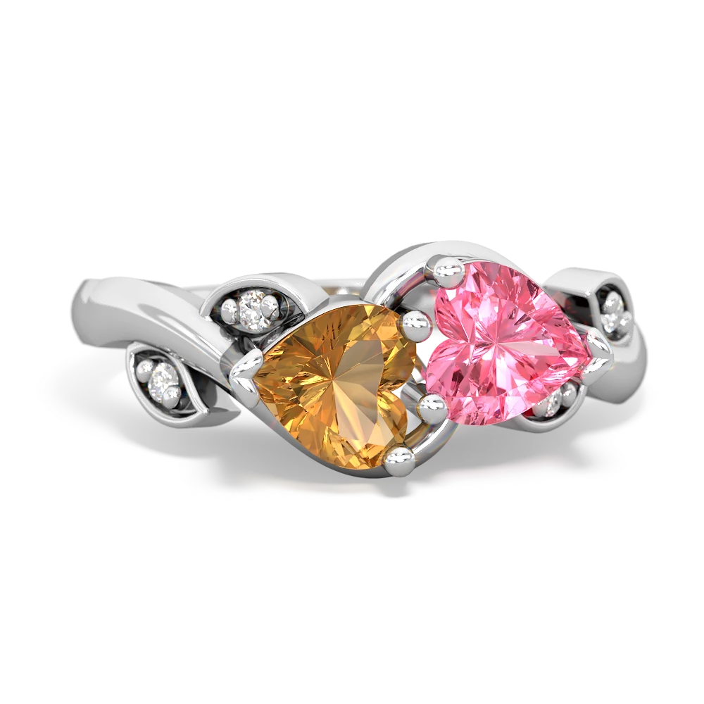 Citrine Floral Elegance 14K White Gold ring R5790