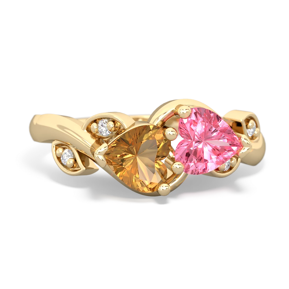 Citrine Floral Elegance 14K Yellow Gold ring R5790