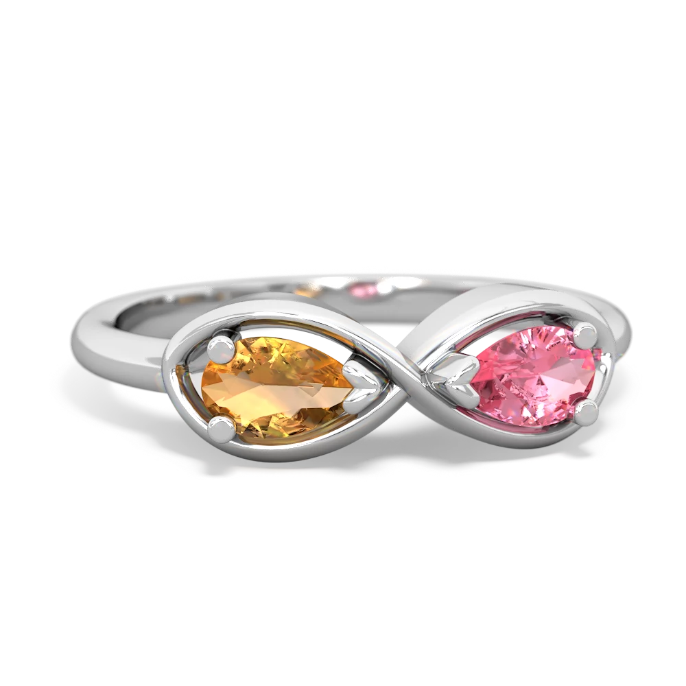 Citrine Infinity 14K White Gold ring R5050