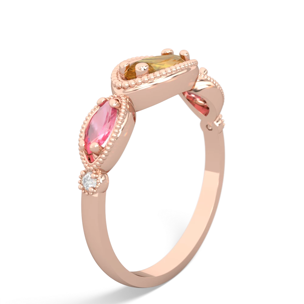 Citrine Milgrain Marquise 14K Rose Gold ring R5700