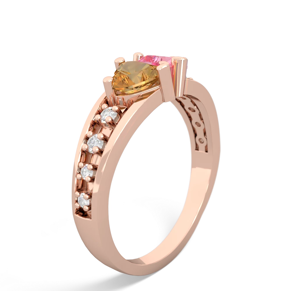 Citrine Heart To Heart 14K Rose Gold ring R3342