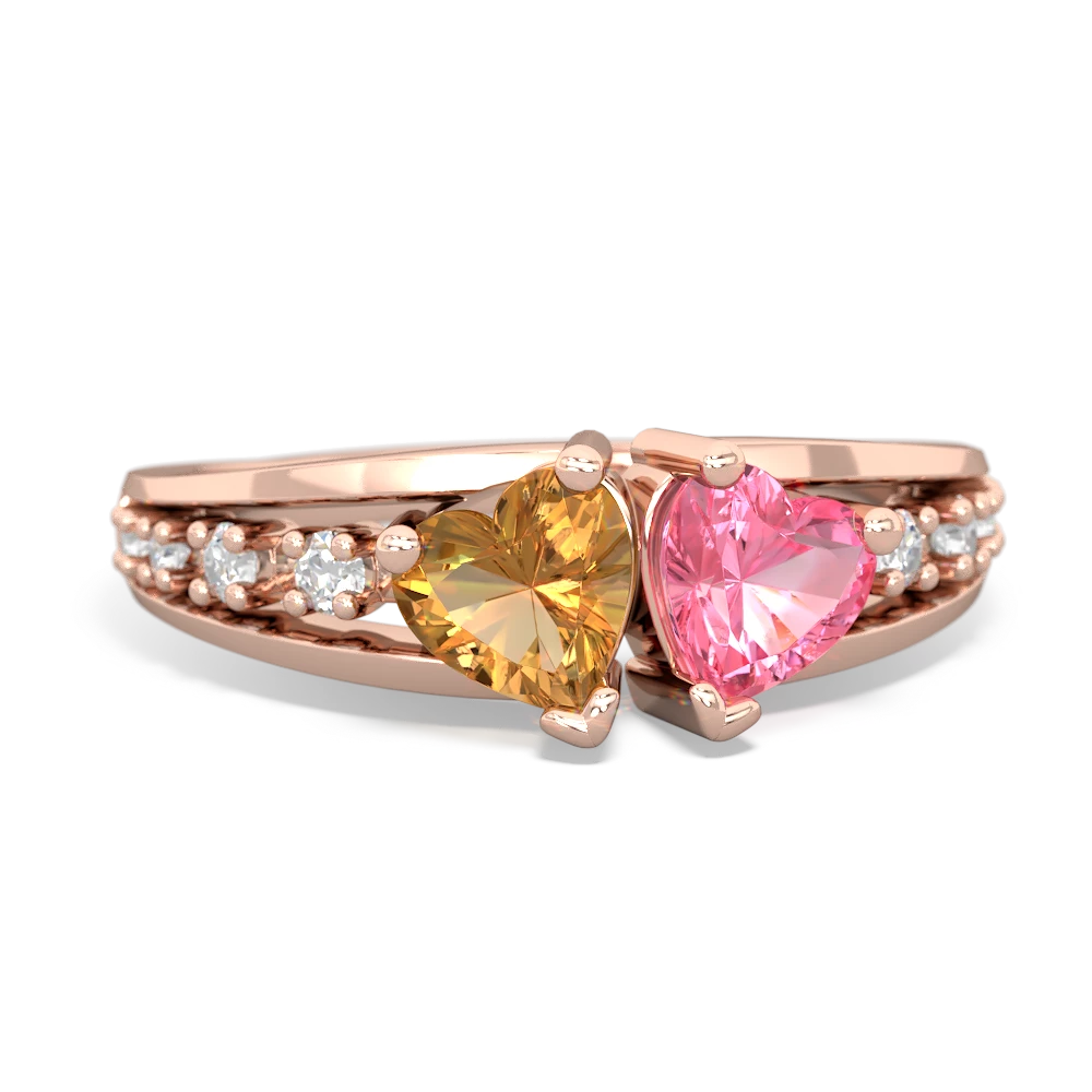 Citrine Heart To Heart 14K Rose Gold ring R3342