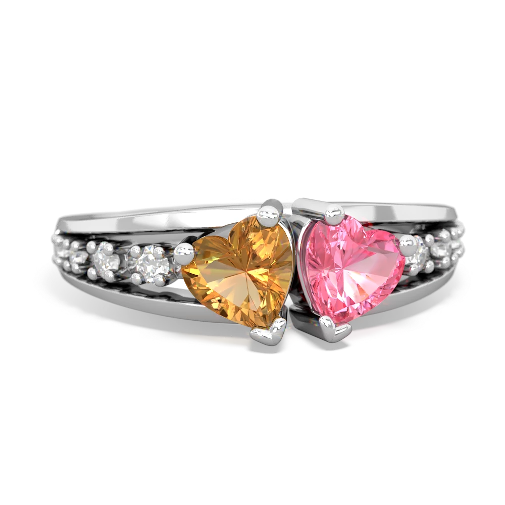 Citrine Heart To Heart 14K White Gold ring R3342