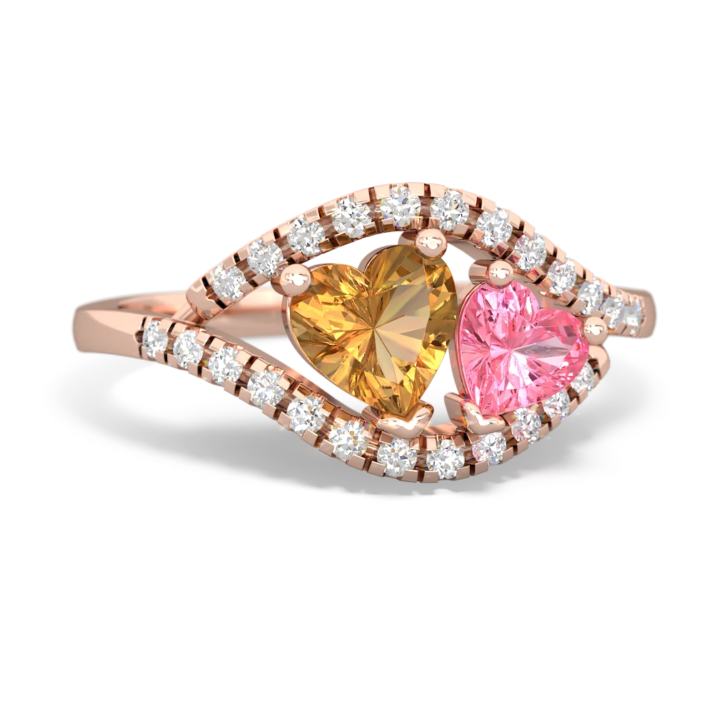 Citrine Mother And Child 14K Rose Gold ring R3010