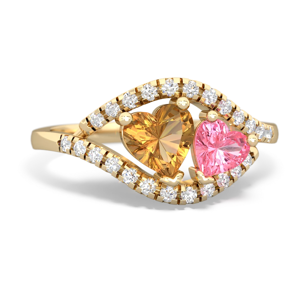 Citrine Mother And Child 14K Yellow Gold ring R3010