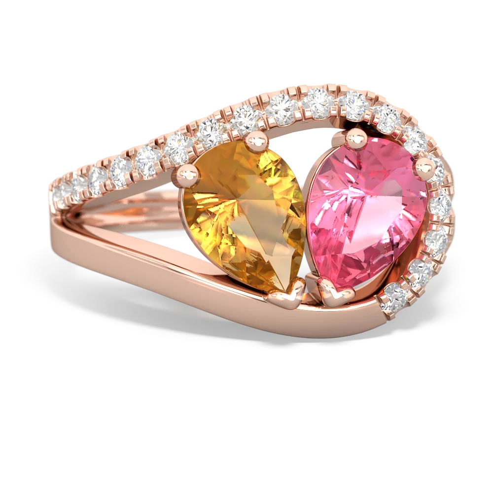 Citrine Nestled Heart Keepsake 14K Rose Gold ring R5650