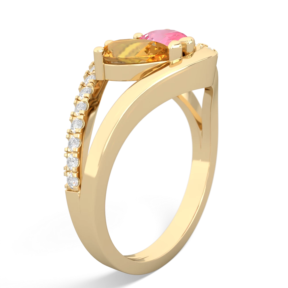 Citrine Nestled Heart Keepsake 14K Yellow Gold ring R5650