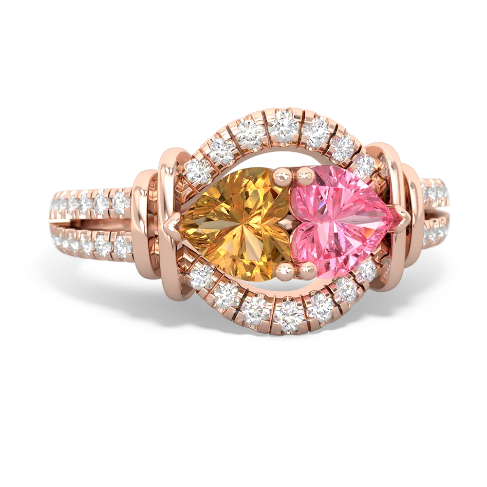 Citrine Art-Deco Keepsake 14K Rose Gold ring R5630