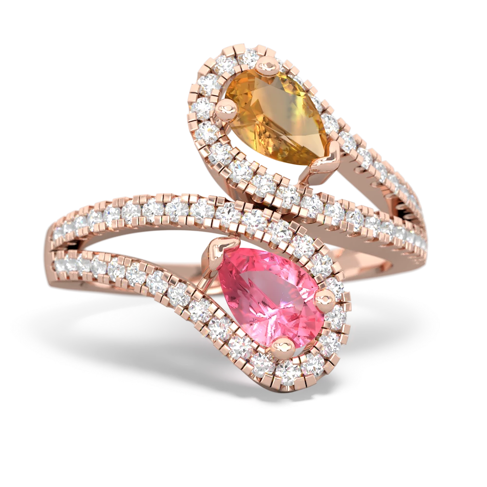 Citrine Diamond Dazzler 14K Rose Gold ring R3000