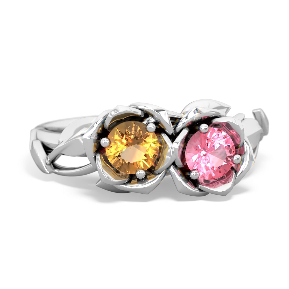 Citrine Rose Garden 14K White Gold ring R5510