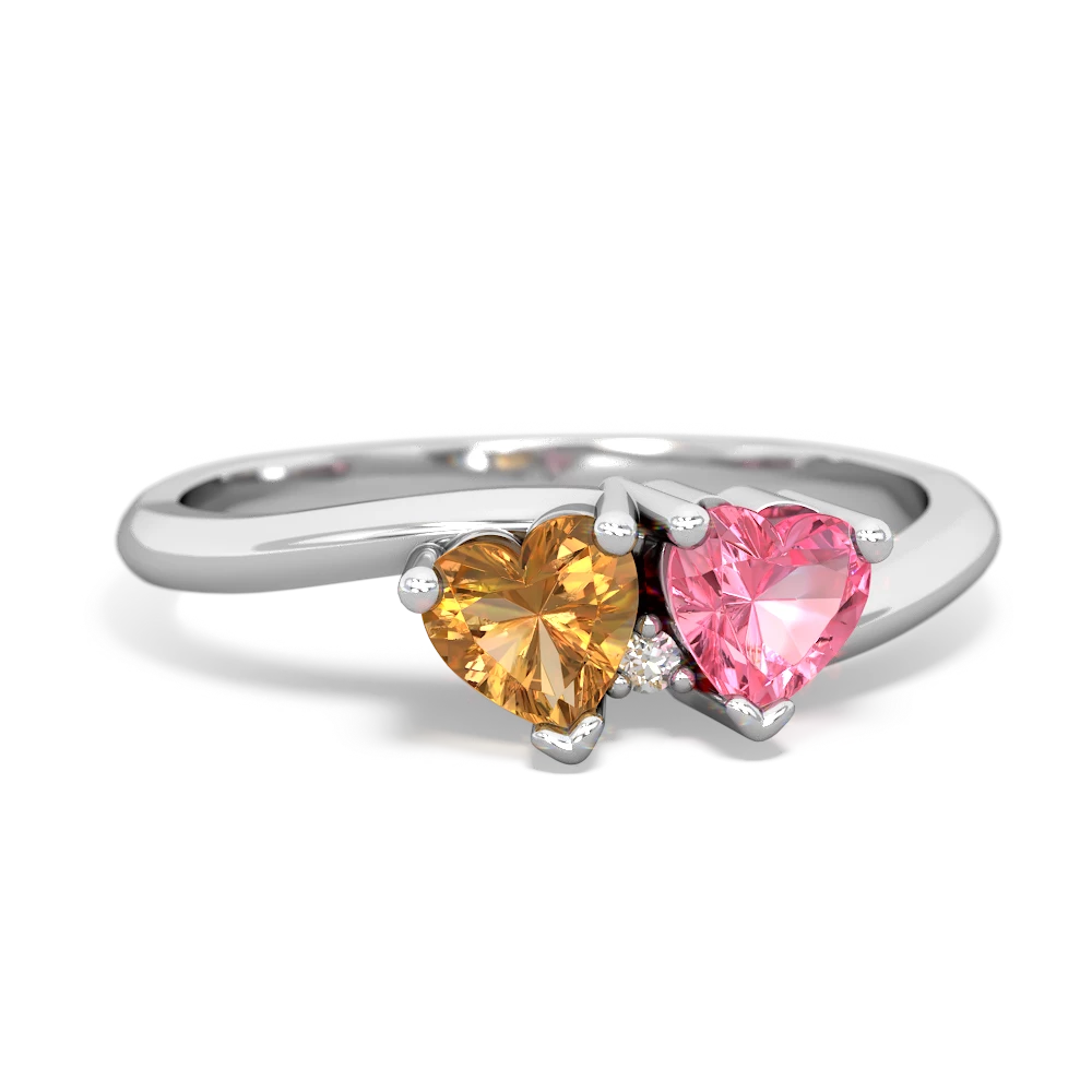 Citrine Sweethearts 14K White Gold ring R5260