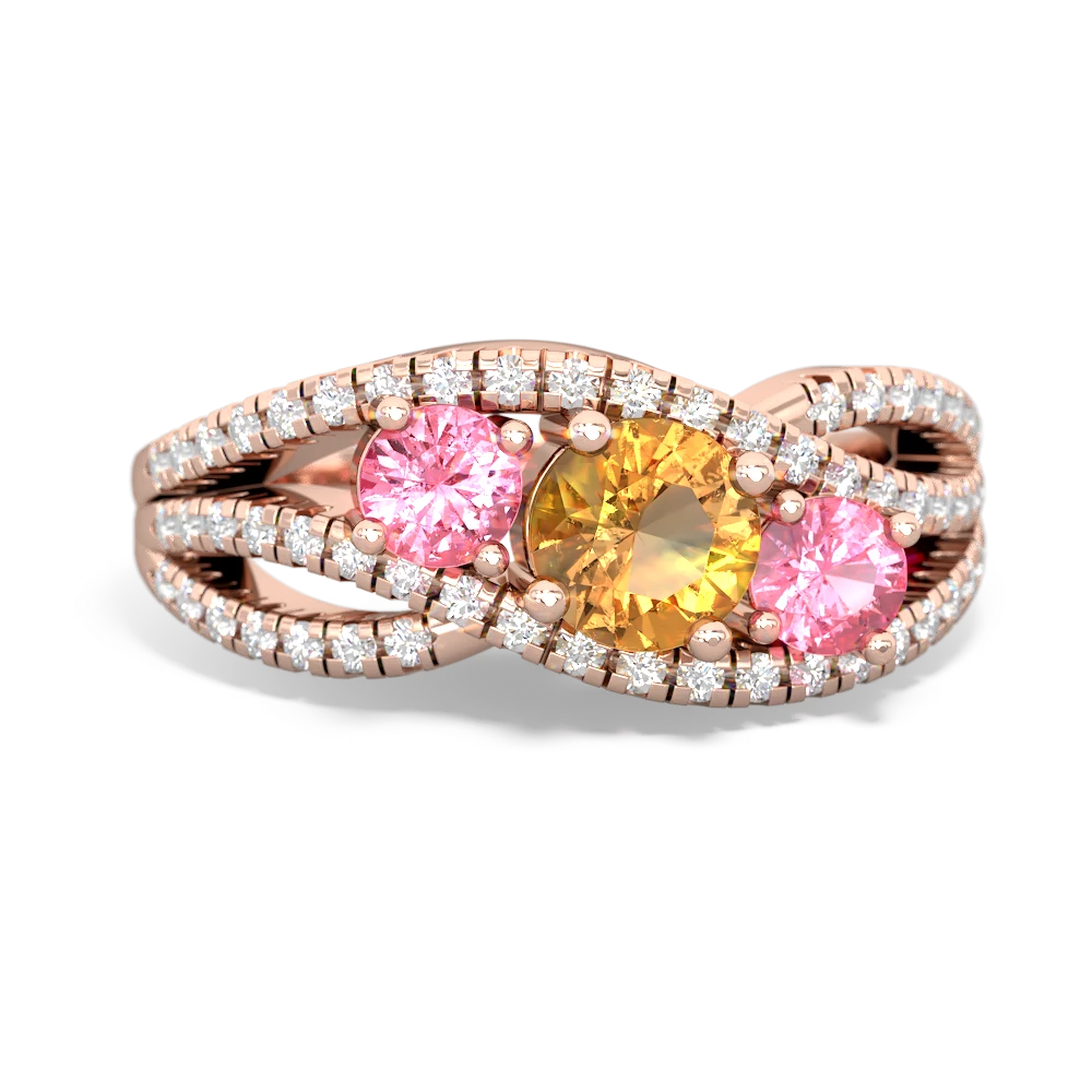 Citrine Three Stone Aurora 14K Rose Gold ring R3080