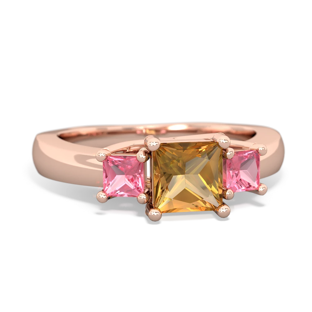 Citrine Three Stone Trellis 14K Rose Gold ring R4015