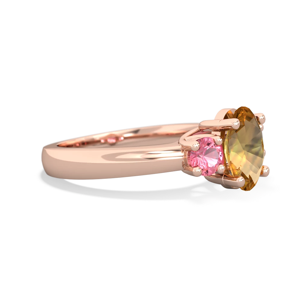 Citrine Three Stone Oval Trellis 14K Rose Gold ring R4024