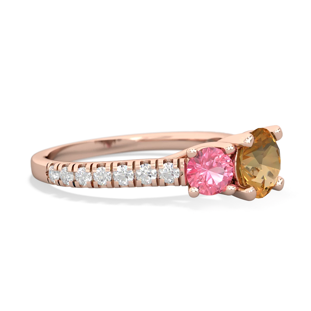 Citrine Pave Trellis 14K Rose Gold ring R5500