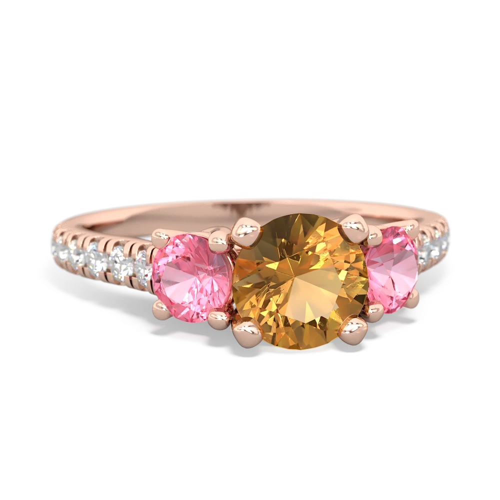 Citrine Pave Trellis 14K Rose Gold ring R5500