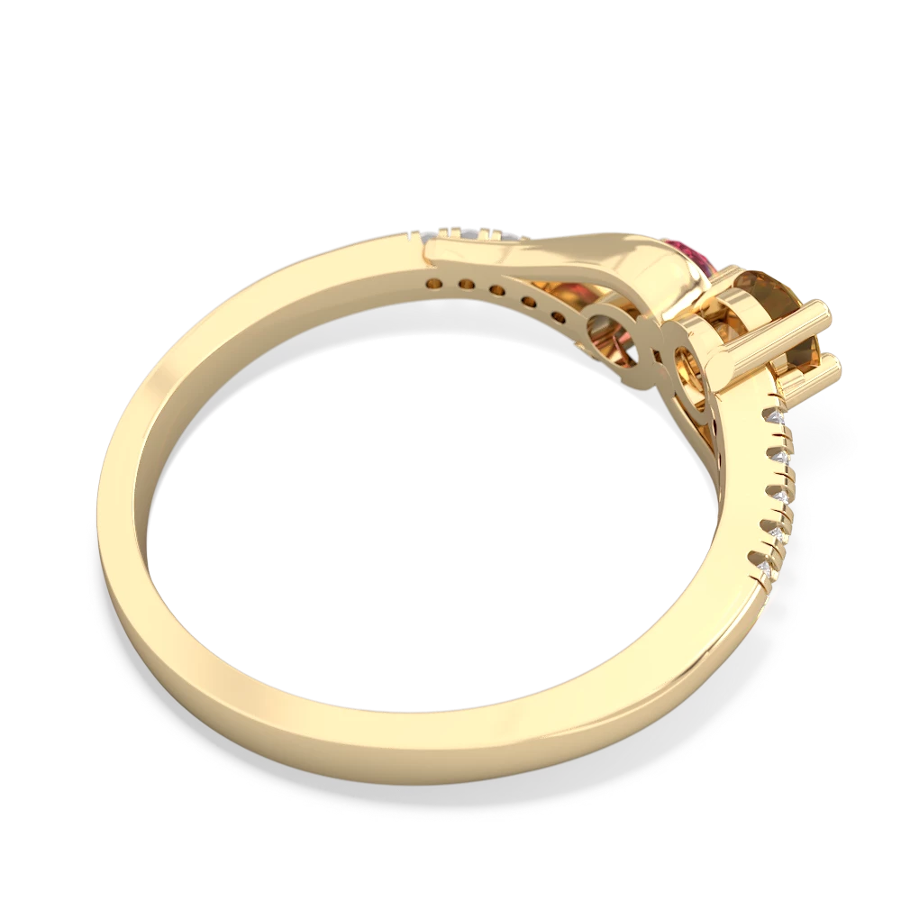 Citrine Infinity Pave Two Stone 14K Yellow Gold ring R5285