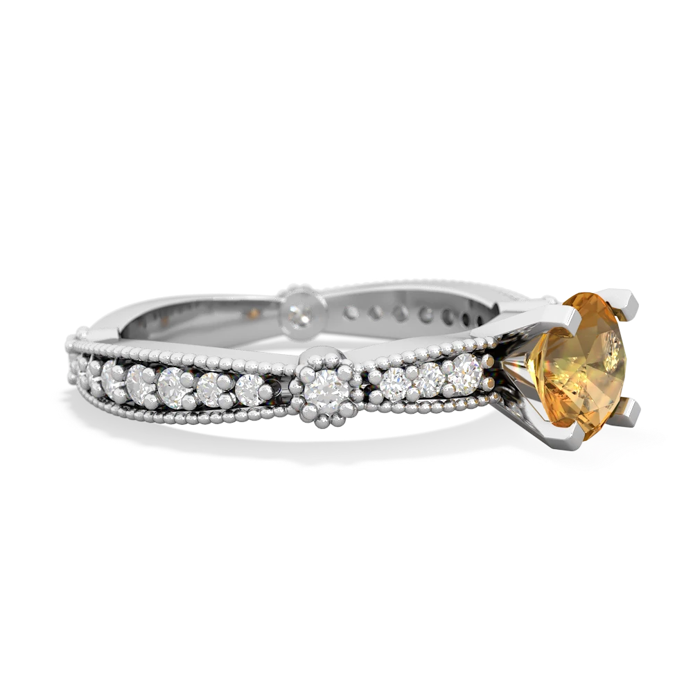 Citrine Sparkling Tiara 6Mm Round 14K White Gold ring R26296RD