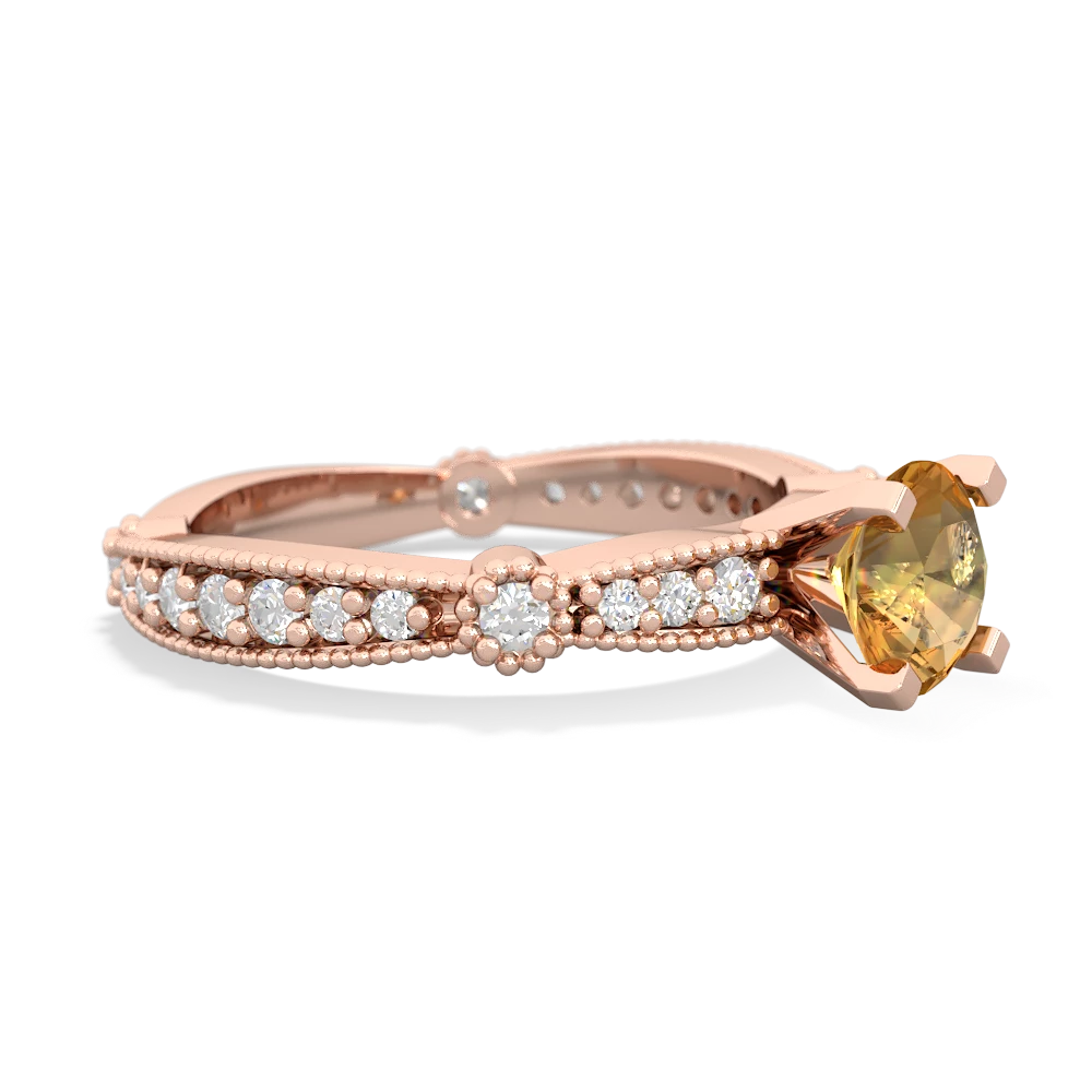 Citrine Sparkling Tiara 6Mm Round 14K Rose Gold ring R26296RD